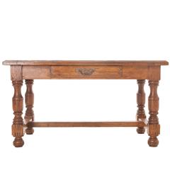 French 19th Century Solid Oak Desk or Table