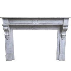 19th Century Napoléon III Style Carrara Marble Fireplace