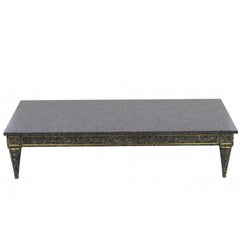 Maison Jansen Style Faux Painted Marble Top & Brass Rectangular Coffee Table