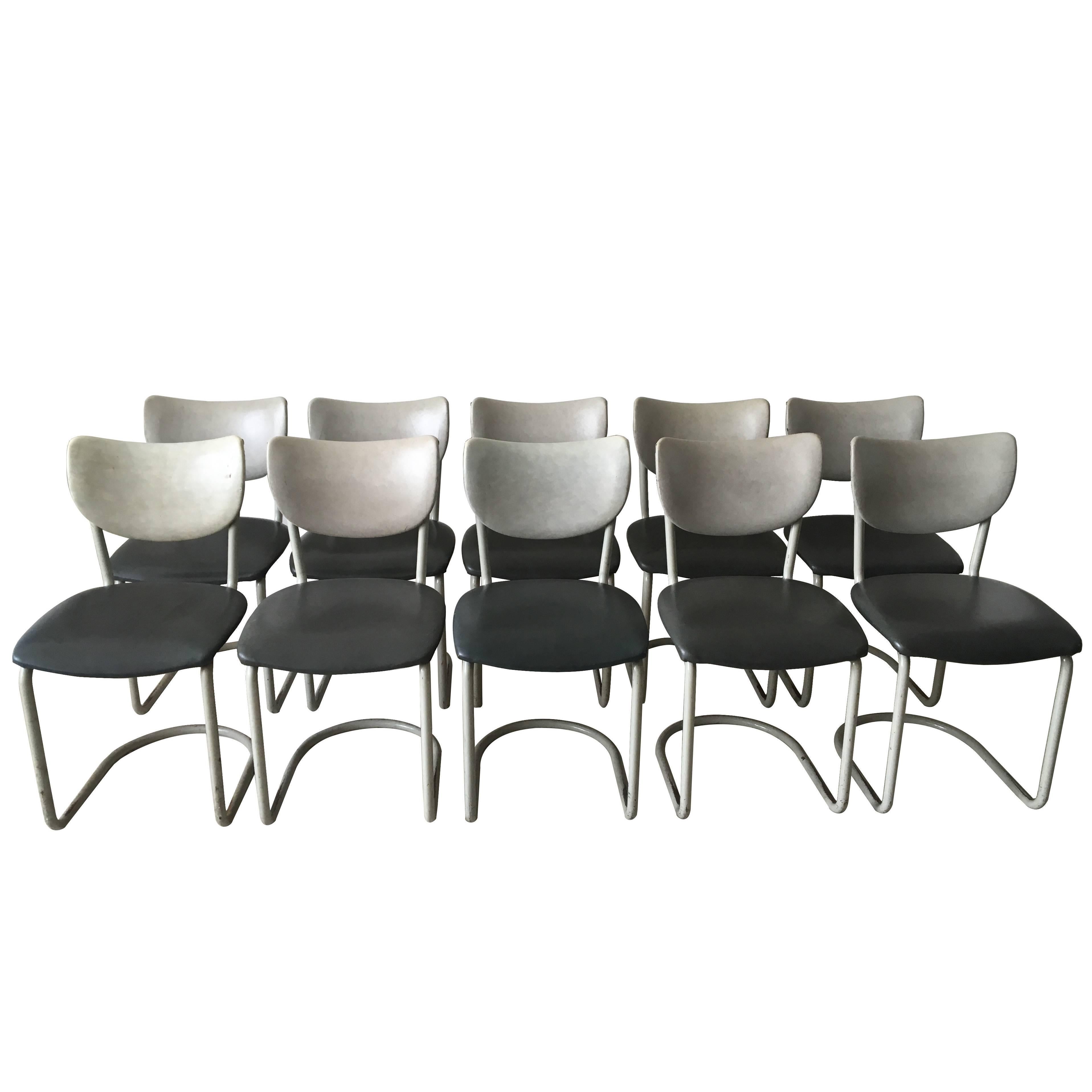 Midcentury Set of 10 Gebroeders de Wit chairs, for De Wit Schiedam, Model 2011