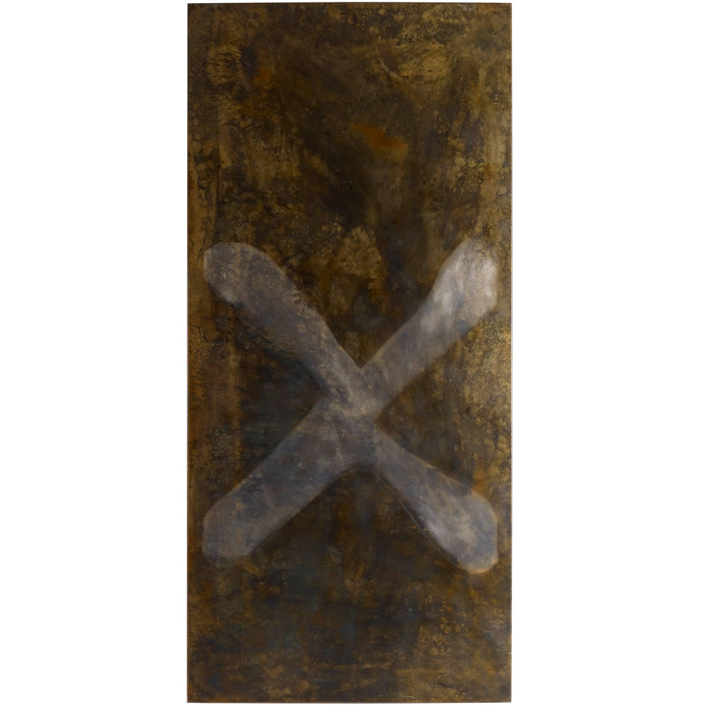 Martha Sturdy, Contemporary, Resin, Acid, Patina on Steel Canvas, Success "X" For Sale