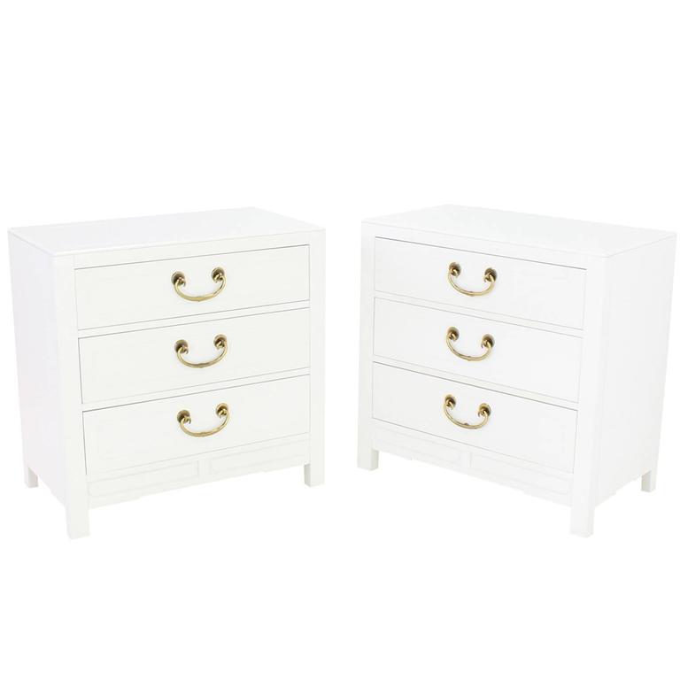 Pair Of White Lacquer Brass Pulls Bachelor Chests Or Dressers For Pair Of White Lacquer Brass Pulls Bachelor Chests Or Dressers For