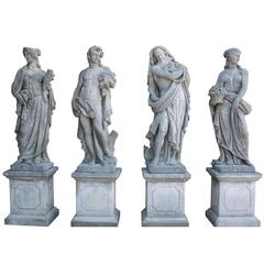 Set of Hand-Carved Four Seasons Statues in Vicenza Stone