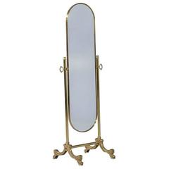 French Oval Cheval Mirror with Brass Stand