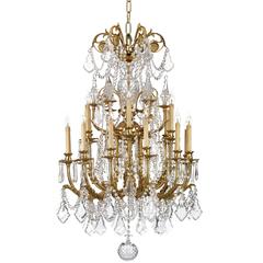 French Gilt and Bohemian Glass Eighteen-Branch Chandelier in Louis XVI Style