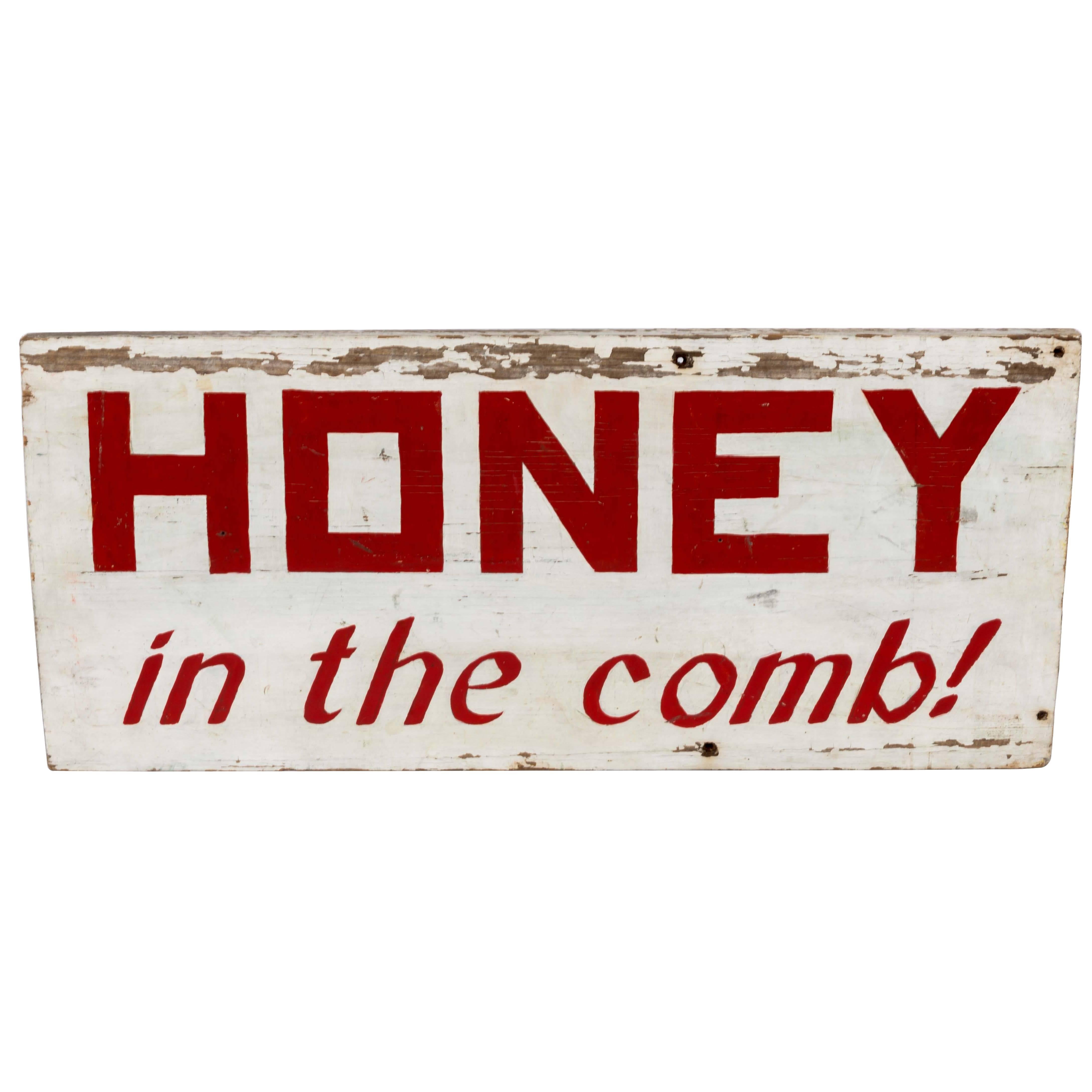 Vintage Folk Art "Honey in the Comb!" Sign
