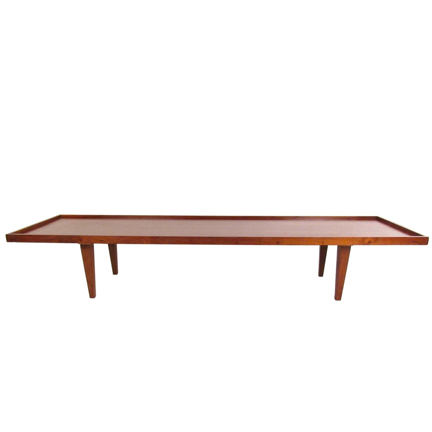 Long MidCentury Walnut Raised Edge Coffee Table at 1stdibs