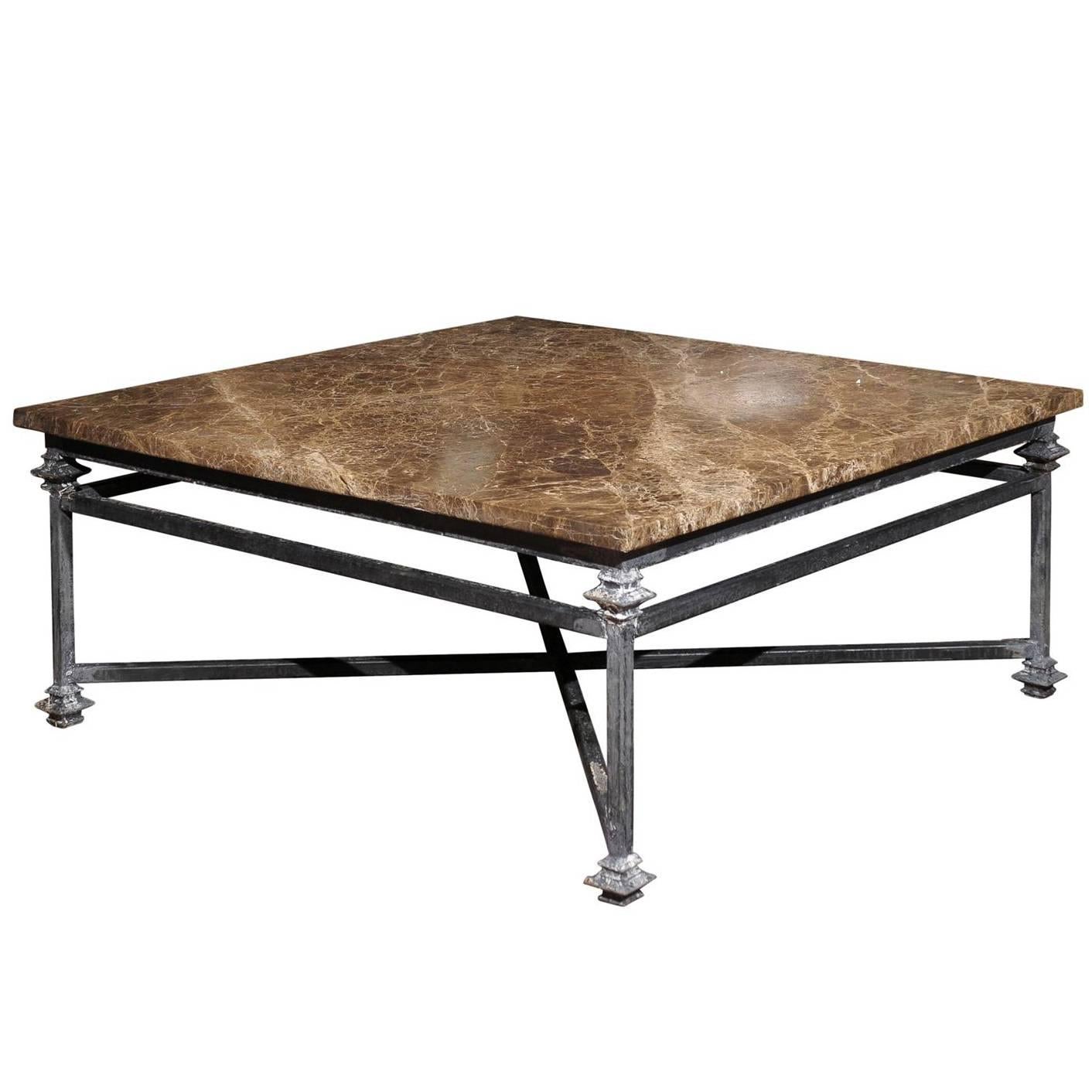 Iron Base with Marble Top Coffee Table