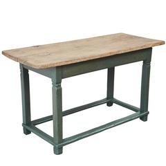 Rustic Pine Table with Green Painted Base