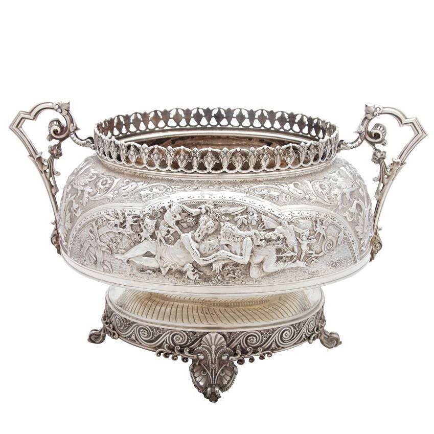 Sterling Silver, Large Antique Oval Centerpiece Bowl of ...
