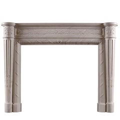 Antique Louis XVI Style Marble Fireplace with Tapering Columns