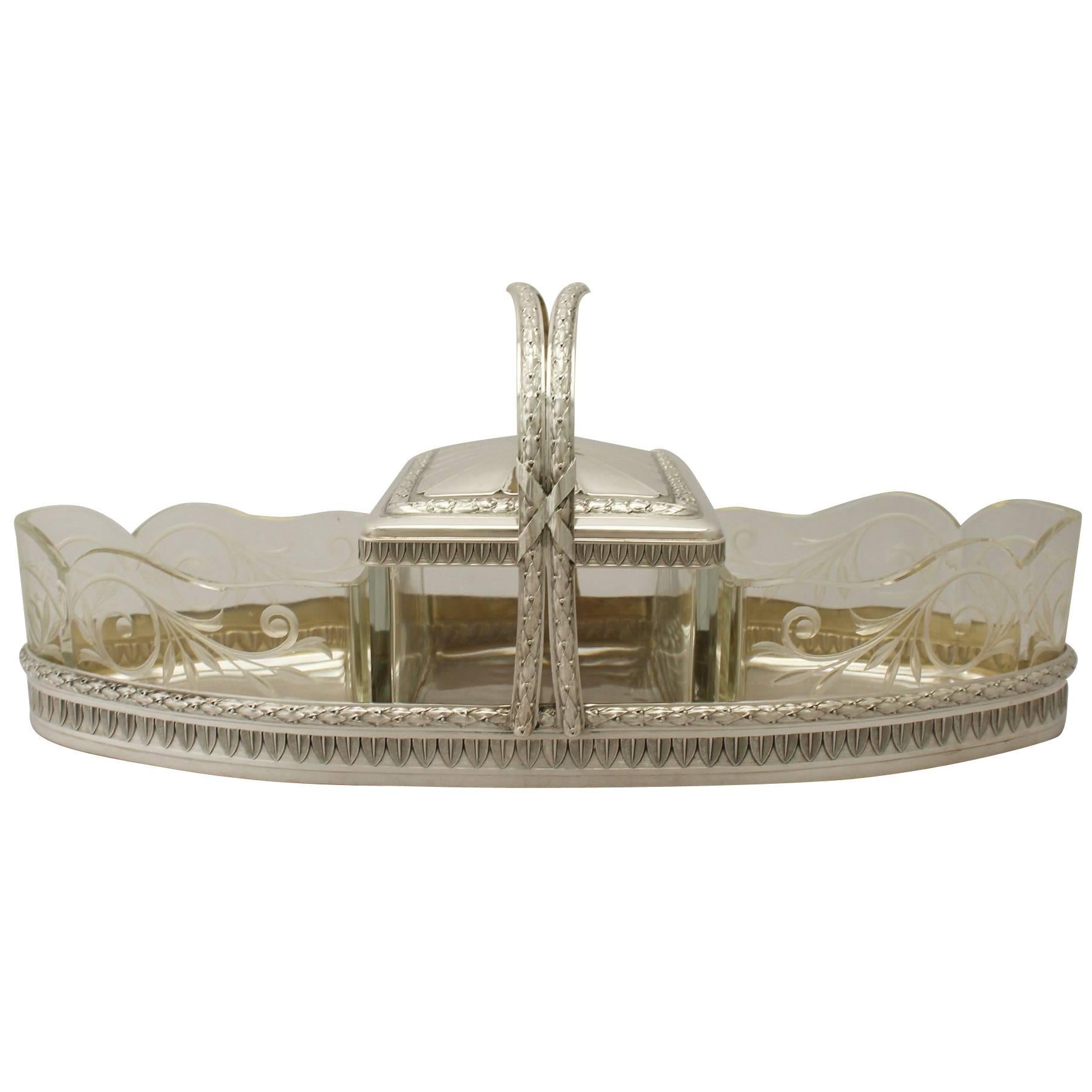 French Silver and Glass Centerpiece, Antique, circa 1900