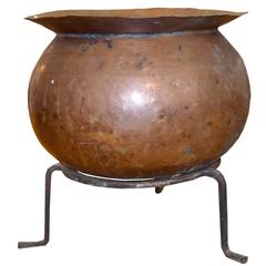 French Copper Cooking Vessel on Stand