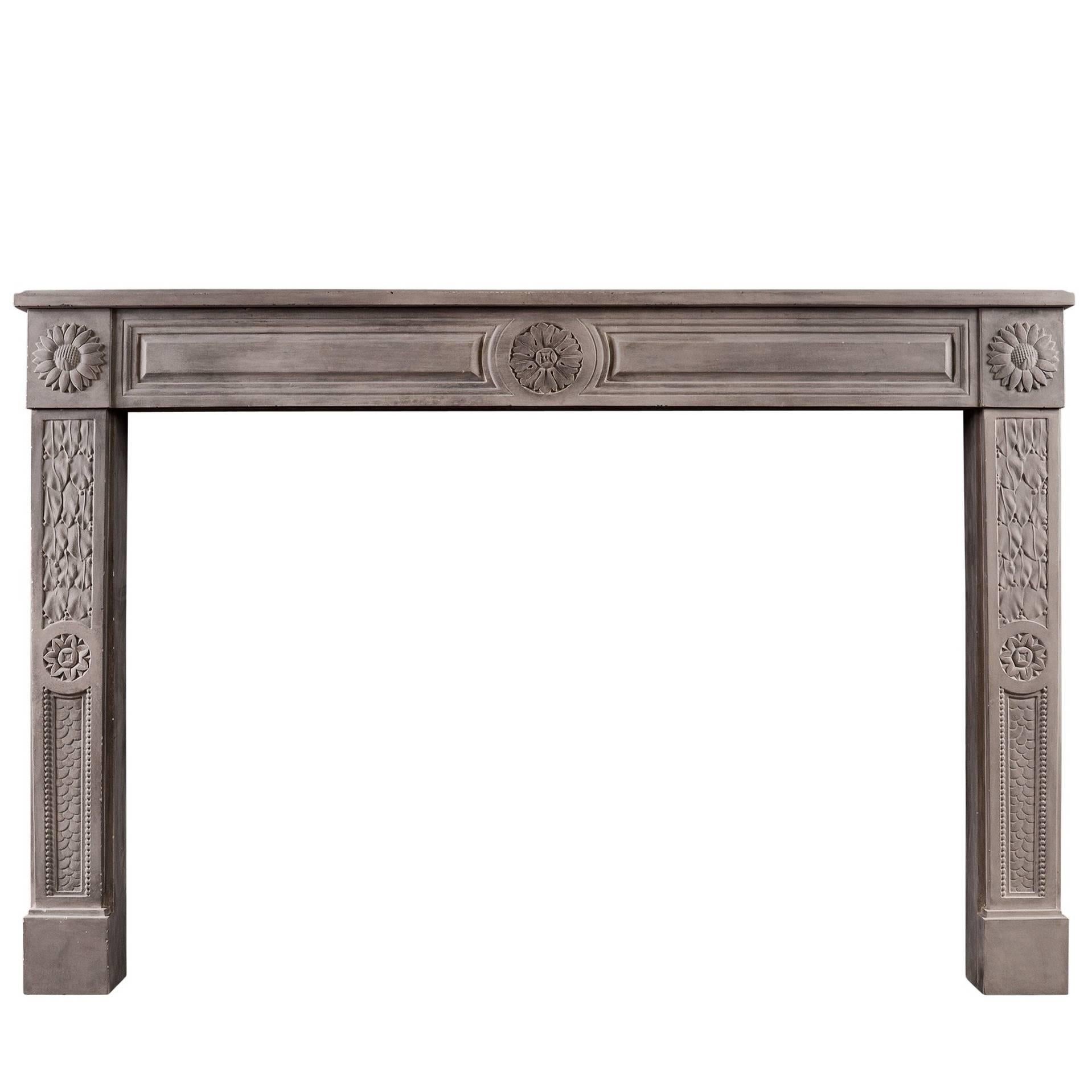 Rustic Louis XVI Style Limestone Fireplace