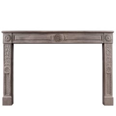 Rustic Louis XVI Style Limestone Fireplace