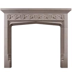 Gothic Style Limestone Fireplace 9