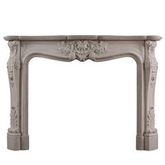 Ornately Carved Louis XV Marble Fireplace