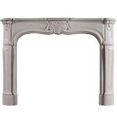 French Louis XV Style White Marble Fireplace