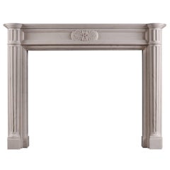 Vintage French Louis XVI Style White Marble Fireplace