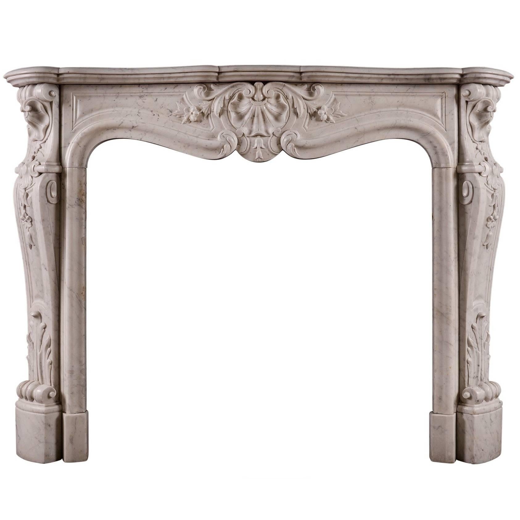 French Louis XVI Style Carrara Marble Fireplace For Sale