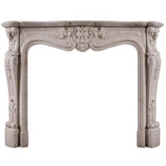 Antique French Louis XVI Style Carrara Marble Fireplace