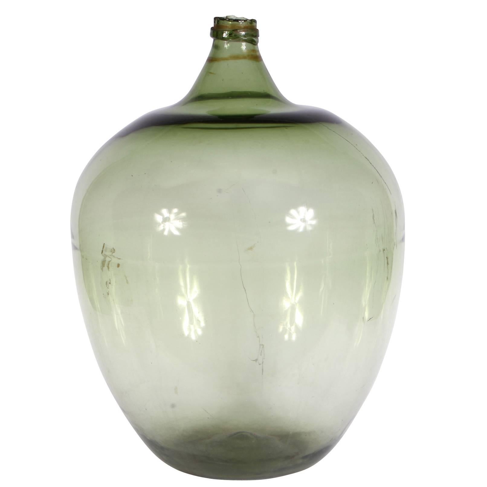 Oversized 16th-18th Century European Green Glass Demi John For Sale