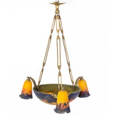 Exceptional 1920s Art Deco Chandelier by Muller Frères