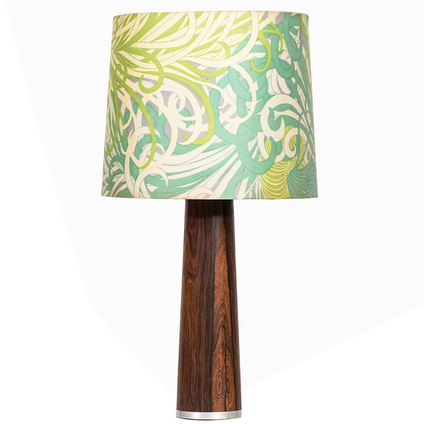 Table Lamp in Rosewood with Floral Lampshade