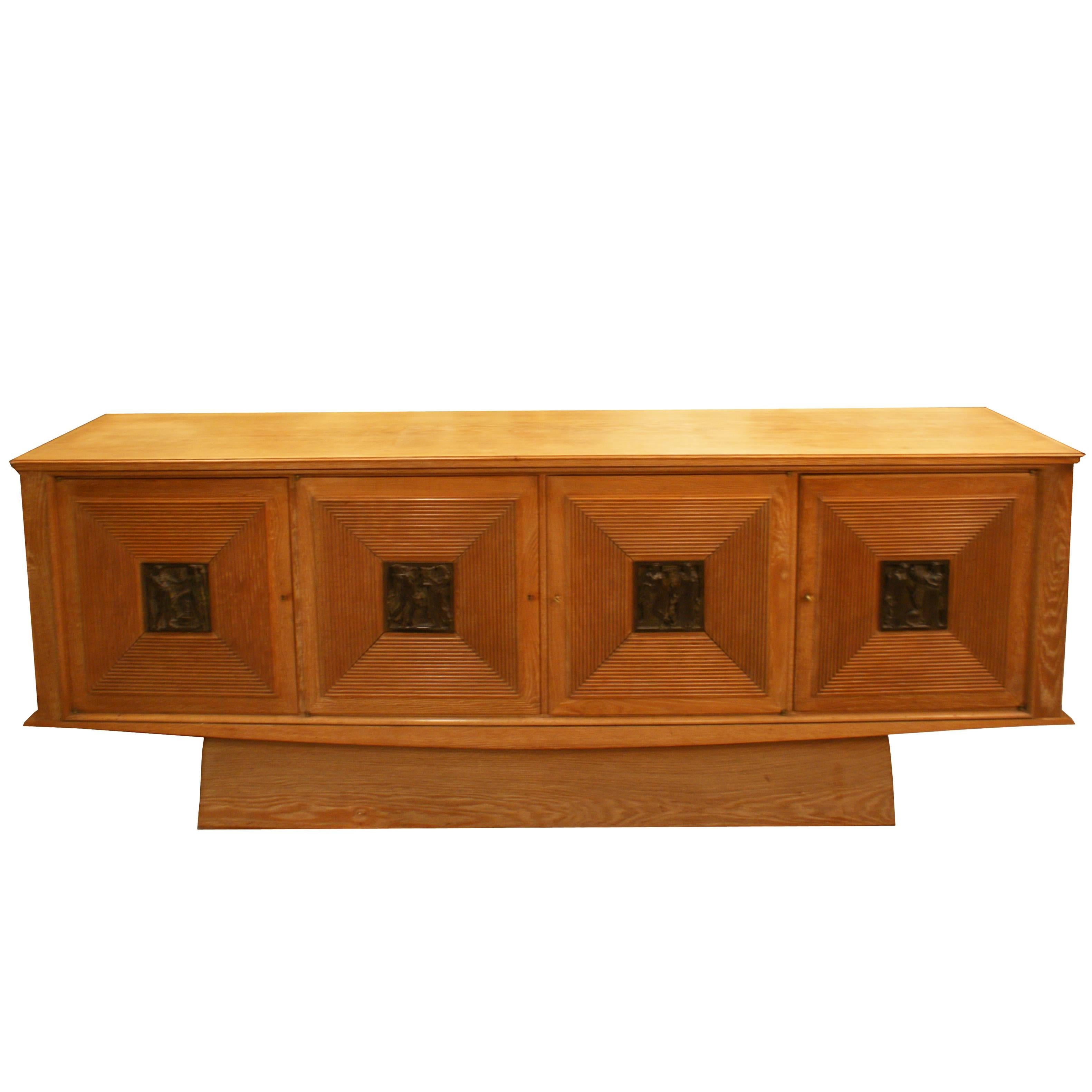 Oak and Bronze Cabinet by Maxime Old, 1940
