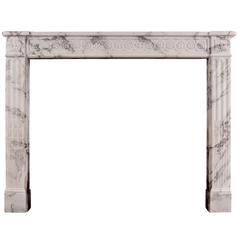 French Louis XVI Marble Fireplace Italian Arabescato 9