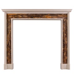 White and Siena Brocatelle Marble Fireplace in the Queen Anne Style
