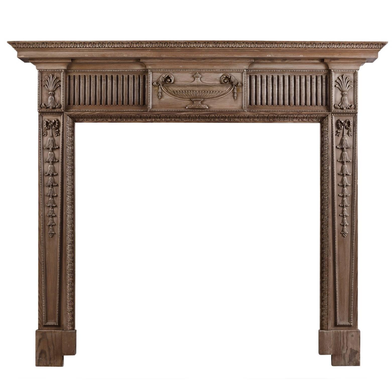 English Wood Fireplace in the Georgian Style For Sale