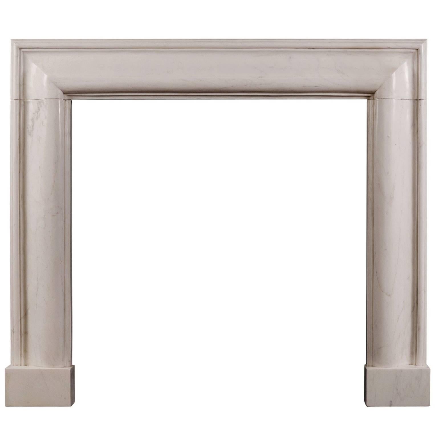 White Marble Bolection Fireplace For Sale