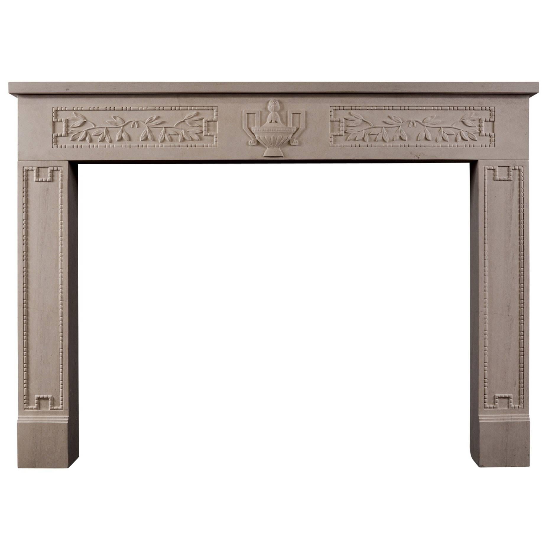 Rustic French Limestone Fireplace in the Louis XVI Style For Sale