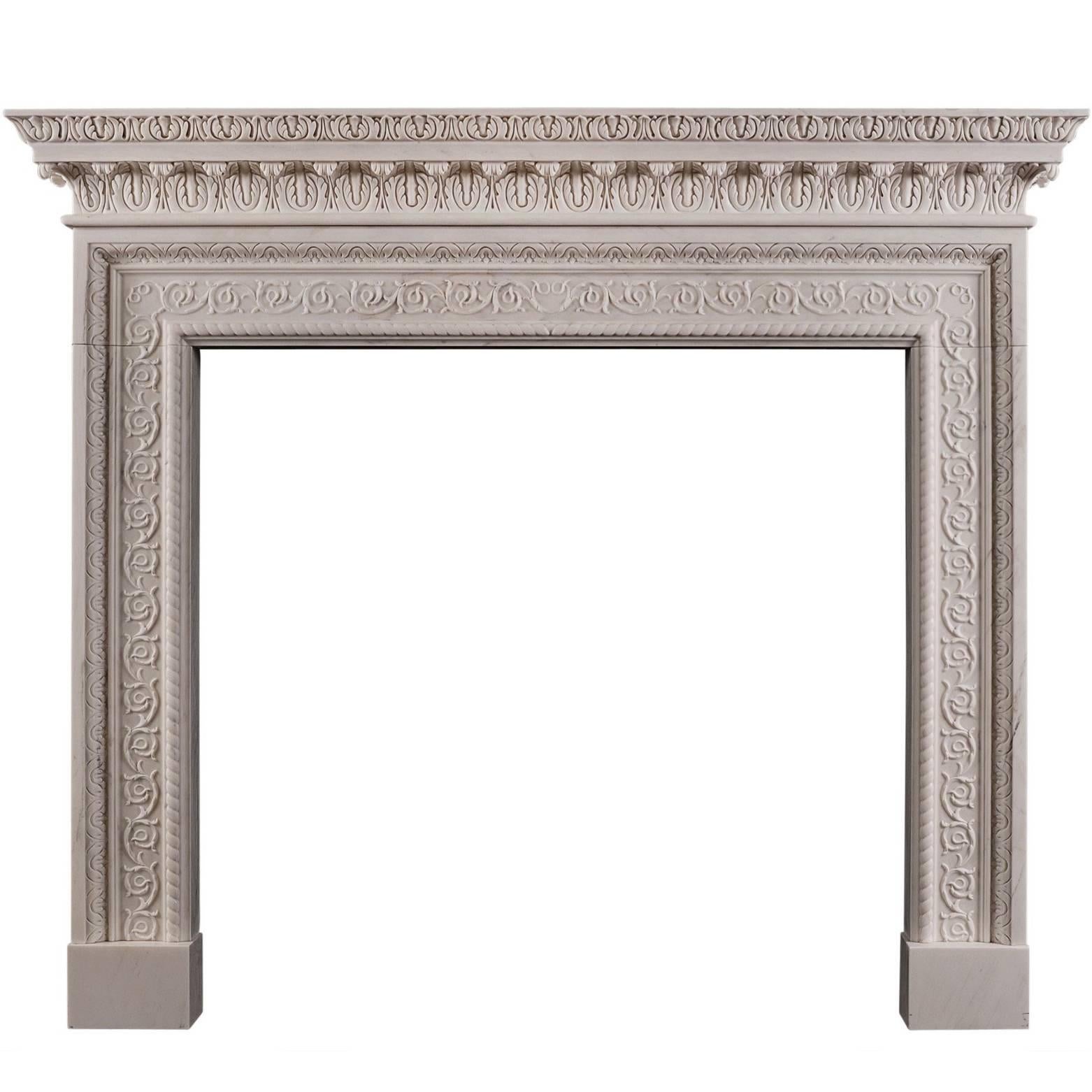 White Marble Fireplace in the Mid-Georgian Style For Sale
