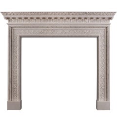 Vintage White Marble Fireplace in the Mid-Georgian Style