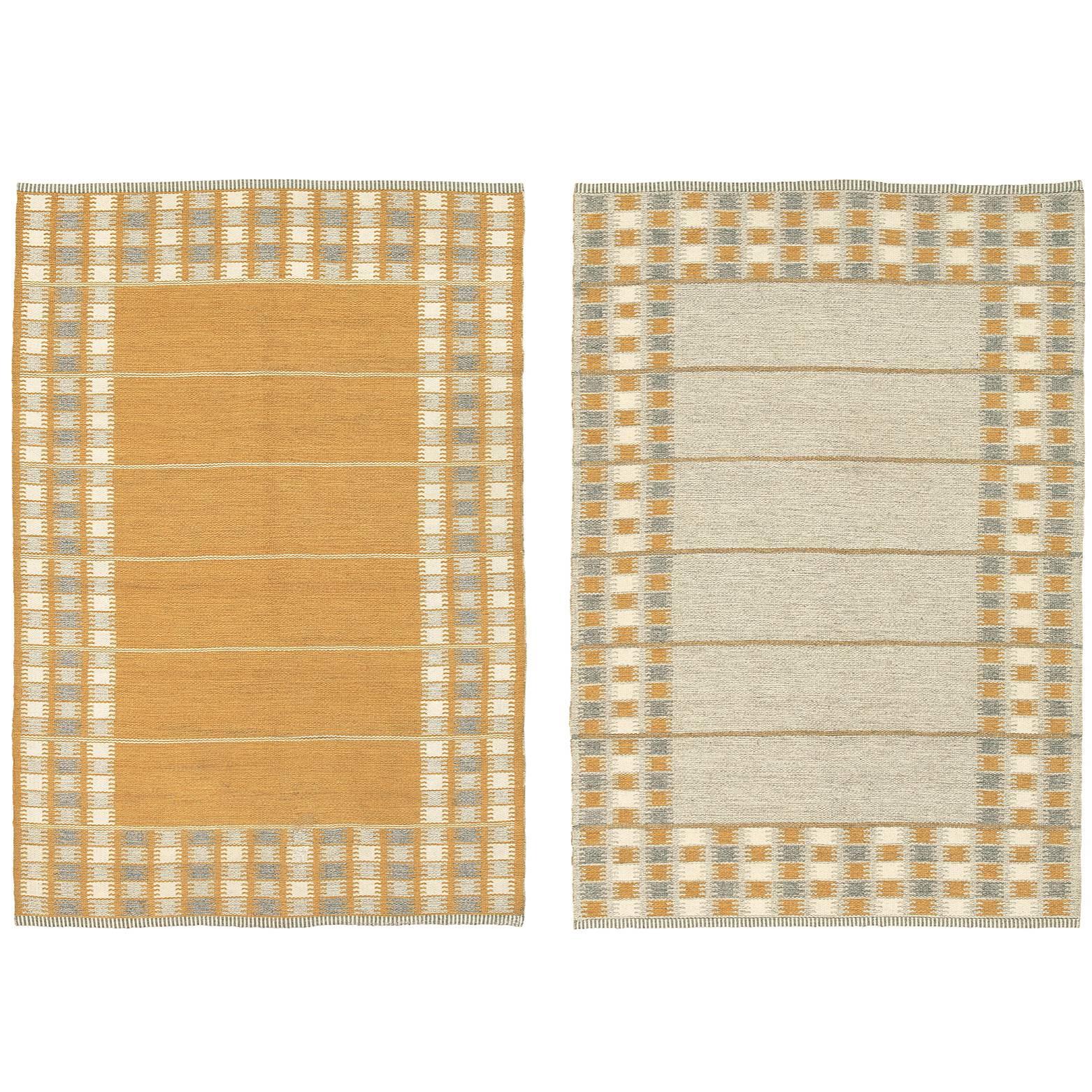 Mid-20th Century Double Sided Swedish Flat Weave Carpet For Sale