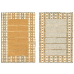 Tapis suédois à tissage plat double face du milieu du 20e siècle
