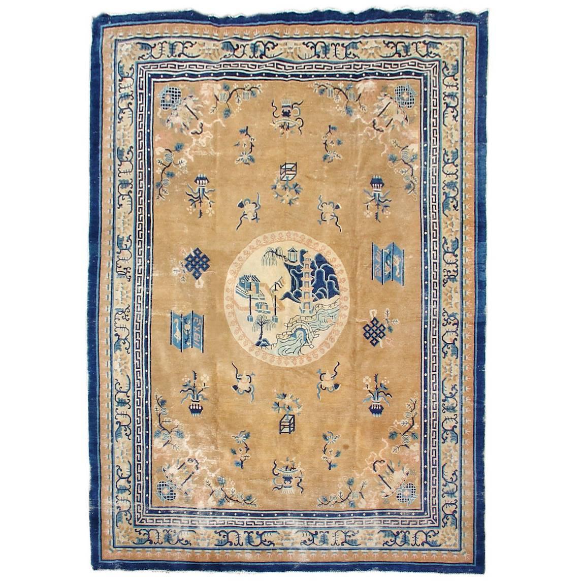 Antique Chinese Peking Traditional Style Rug, 19th Century 