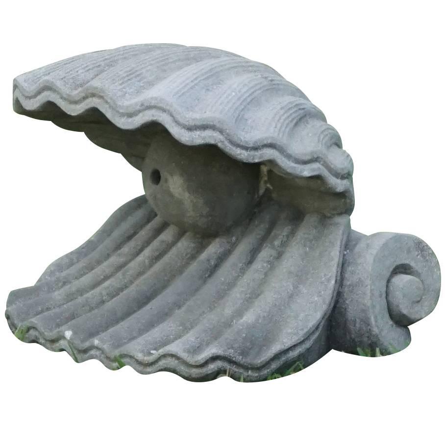 20th Century Italian Oyster Fountain Head Ornament in Limestone