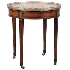 Louis XVI Style Walnut Bouillotte Table with Marble and Brass Gallery