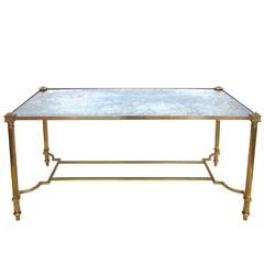 Stylish French Neoclassical Style Rectangular Brass Coffee Table