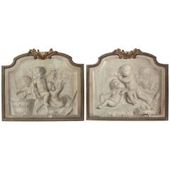Pair of Framed Panels en Grisaille Signed "Humbert Pinxit, 1771"