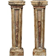 Pair of Italian 19th Century Neoclassical Marble Columns