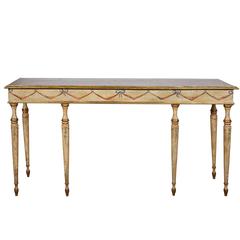 Louis XVI Style Painted Console Table with Faux Marble Top 6