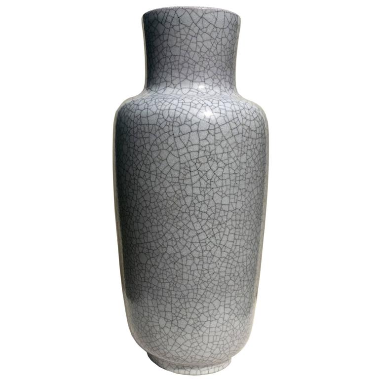 Large Floor Vase in Gray Crackled Glaze by Glatzle for Karlsruhe
