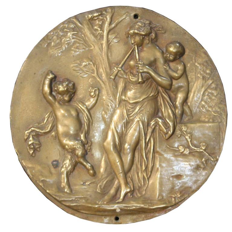 Antique Signed Bronze Wall Plaque For Sale at 1stdibs