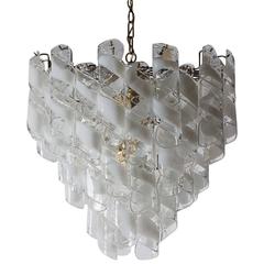 Mid-Century Italian Modern Mazzega Murano Spiral Glass Chandelier