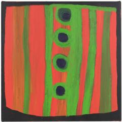 Orange, Black and Green Australian Aboriginal Square Painting by Dolly Snell