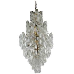 Monumental Mid-Century Italian Modern Mazzega Murano Spiral Glass Chandelier